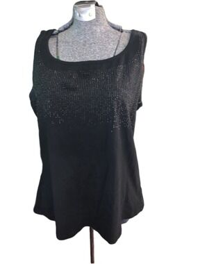 Women's MICHEL STUDIO Black Embellished Tank Top 1X